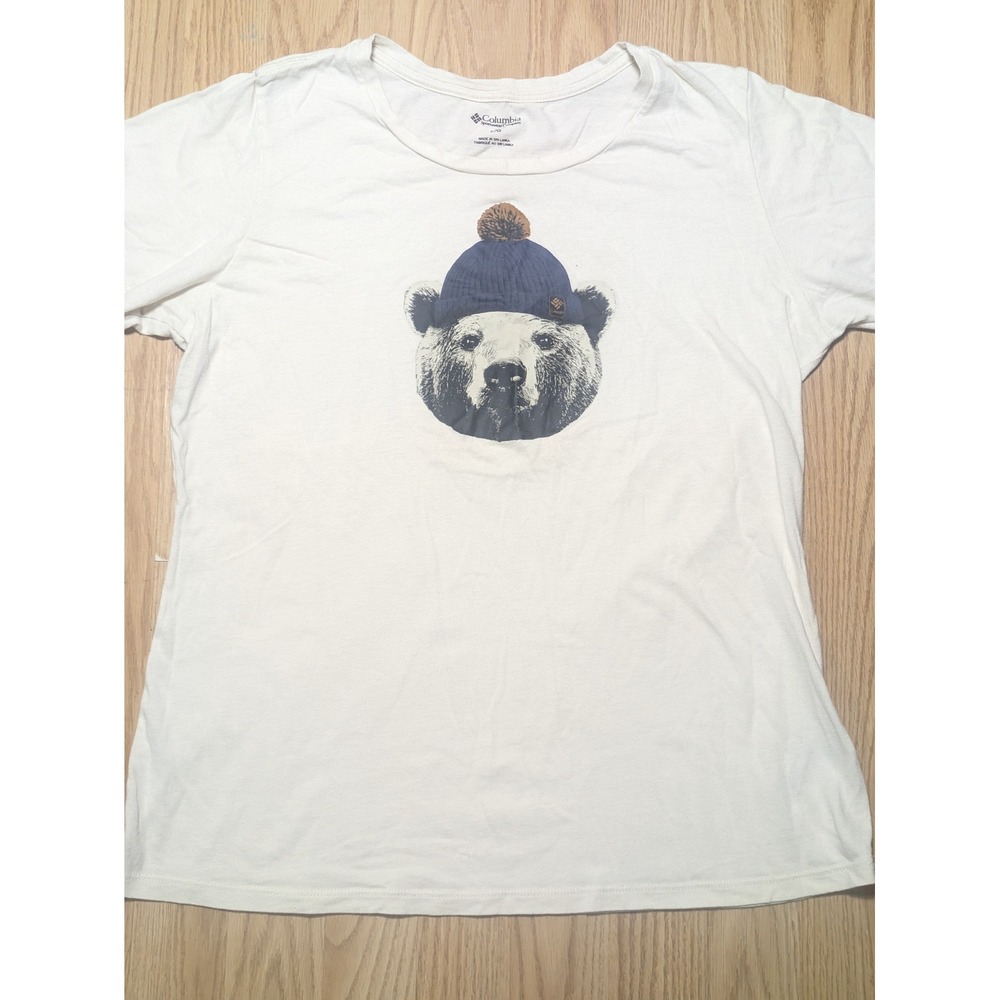 Columbia Womens Polar Bear Graphic Short Sleeve T-Shirt White Large